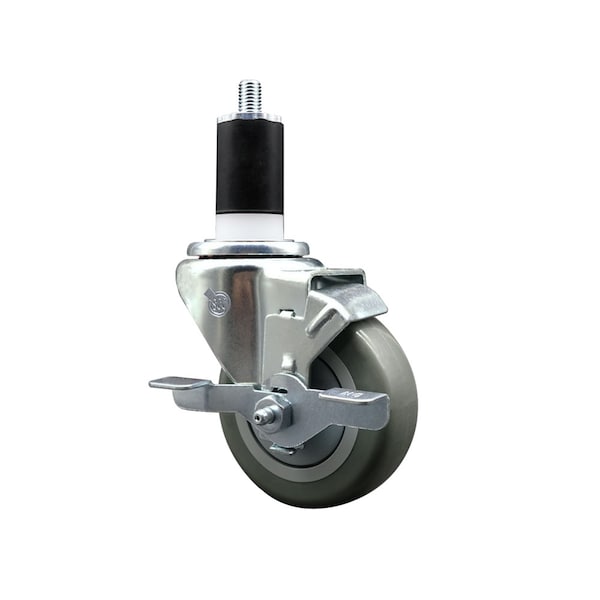 3.5'' SS Gray Poly Swivel 1-1/2'' Expanding Stem Caster with Brake